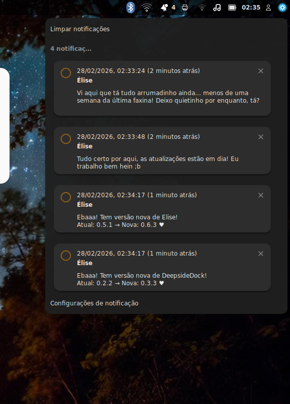 Élise — notificações e assistente